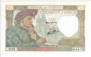 Foreign Banknotes - France - Banque de France, 50 Francs 24/04/1941. ...
