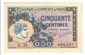 Foreign Banknotes - France - Chambre de Commerce de Paris 50 centimes...