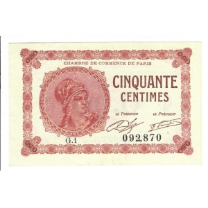 Foreign Banknotes - Francia - Chambre de Commerce de Paris 50 centimes...