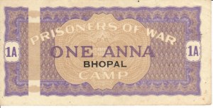 Foreign Banknotes - India - Bhopal Prison Camps. 1 Anna (1941-45...