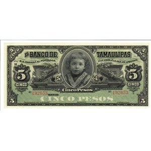 Foreign Banknotes - Messico - Banco de Tamaulipas 5 Pesos ND (1902-14)...