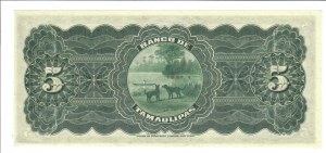 Foreign Banknotes - Mexico - Banco de Tamaulipas 5 Pesos ND (1902-14)...