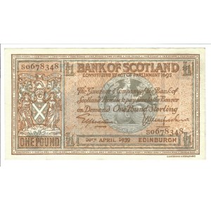 Foreign Banknotes - Scozia - Bank of Scotland, 1 Pound. 20/04/1939. Pi...