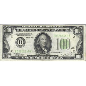 Foreign Banknotes - USA - Size Federal Reserve Notes. 100 Dollars 1934...