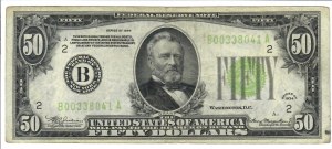 Foreign Banknotes - USA - Size Federal Reserve Notes. 50 Dollars 1934 ...