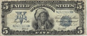 Foreign Banknotes - USA - 5 Dollars 1899 Silver certificate. Indian. ...