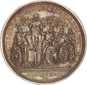 Karl VI., silvermedal for peace between Austria and France, Martin Brunner, 1737