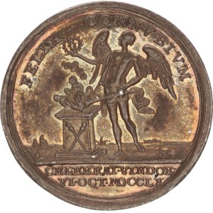 Silver medal, Wedding of Joseph II. with Elisabeth von Bourbon, A. Wideman, 28mm, 1760