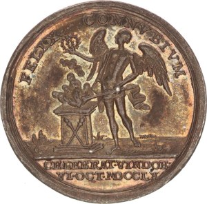Silver medal, Wedding of Joseph II. with Elisabeth von Bourbon, A. Wideman, 28mm, 1760