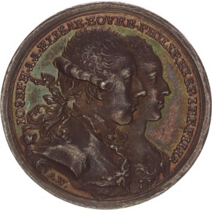 Silver medal, Wedding of Joseph II. with Elisabeth von Bourbon, A. Wideman, 28mm, 1760