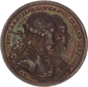 Silver medal, Wedding of Joseph II. with Elisabeth von Bourbon, A. Wideman, 28mm, 1760