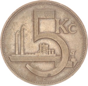 5 korun, test mark on edge, 1927