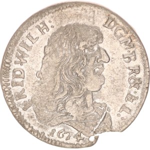 Friedrich Wilhelm, 1/6 taler, IL, Berlin, flan error, RR!,1674