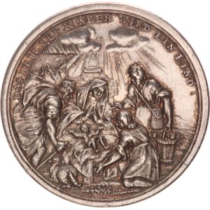 Christmas medal, Stylistically and iconographically, the medal is Georg Hautschts, around 1700,37 mm, R!,