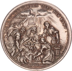 Christmas medal, Stylistically and iconographically, the medal is Georg Hautschts, around 1700,37 mm, R!,