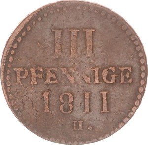 Friedrich August III., 3 pfennig, H,1811