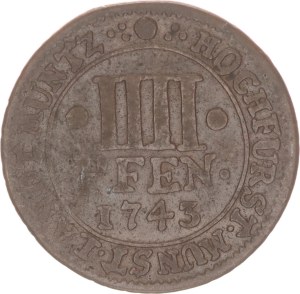 Clemens August von Bayern, 4 pfennig,1743