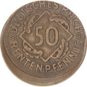 50 pfennig, D, strike error,1924