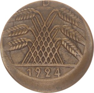50 pfennig, D, strike error,1924