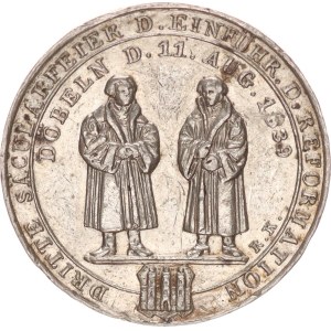 Silver medal, 300th Anniversary of the Reformation in Saxony, 20mm,1839