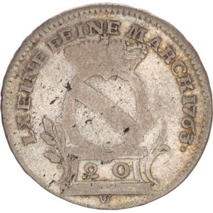 Karl Friedrich, 20 kreuzer, R!,1763