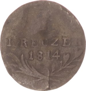 Friedrich I., 1 kreuzer, strike error, R!,1814