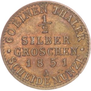 Günther Friedrich Karl II., ½ silver groschen,1851