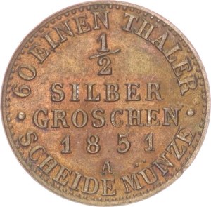 Günther Friedrich Karl II., ½ silver groschen,1851