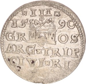 Sigismund III., 3 groschen, Riga, surface hairlines,1590