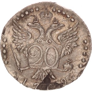 Catherine II., 20 kopek, flan error,1769
