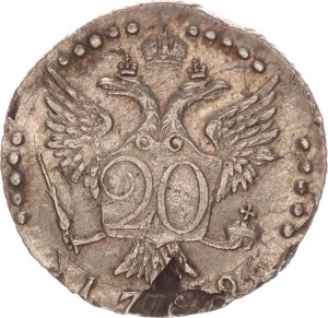 Catherine II., 20 kopek, flan error,1769