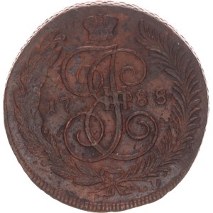 Catherine II., 5 kopek, MM, traces of overstrike,1788