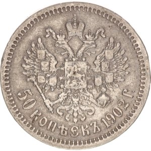 Nicholas II., 50 kopek, scarce year,1902