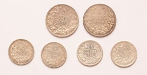 Bulgaria lot of 6 pcs, Ferdinand I. 50 stotinki, 1 lev 1912, 1913