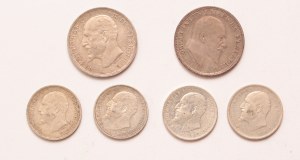 Bulgaria lot of 6 pcs, Ferdinand I. 50 stotinki, 1 lev 1912, 1913
