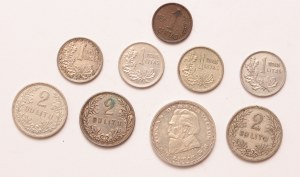 Lithuania lot of 9 pcs,1 centas 1936, 1 litas 1925, 2 litu 1925, 5 litai 1936 (Basanavicius)