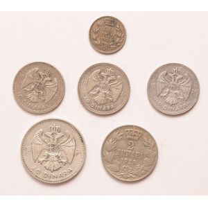 Yugoslavia lot of 6 pcs, Aleksandar I. 50 para, 2 dinara 1925, 10-20 dinara 1931 (incl. Paris mint)