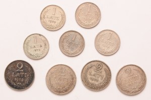 Lativa lot of 9 pcs, 1 lats, 2 lati 1924, 1925