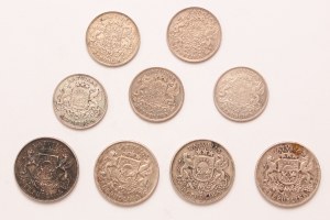 Lativa lot of 9 pcs, 1 lats, 2 lati 1924, 1925