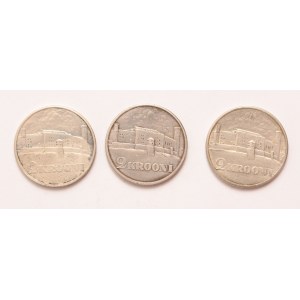 Estonia lot of 3 pcs, 2 krooni 1930 (Toompea Fortress)