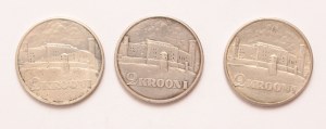 Estonia lot of 3 pcs, 2 krooni 1930 (Toompea Fortress)