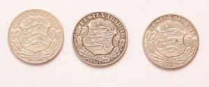 Estonia lot of 3 pcs, 2 krooni 1930 (Toompea Fortress)
