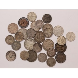 Russia lot of 28 pcs, Nicholas II. 10-15-20 kopeks, 25 pennia (Finland)