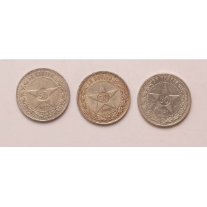 Russia lot of 3 pcs, USSR 50 kopeks 1921, 1922