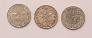 Russia lot of 3 pcs, USSR 50 kopeks 1921, 1922