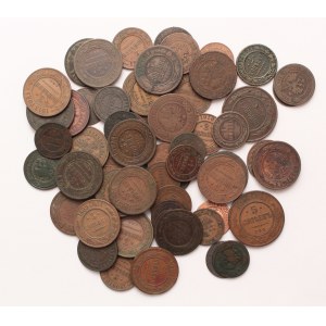 Russia lot of 59 pcs, Nicholas II. 1-2-3-5 kopeks