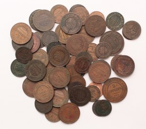 Russia lot of 59 pcs, Nicholas II. 1-2-3-5 kopeks