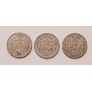 Romania lot of 3 pcs, Carol I. 2 lei 1873, 1875