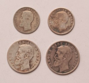 Romania lot of 4 pcs, Carol I. 50 bani, 1 leu 1900