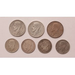 Romania lot of 7 pcs, Carol I. 1 leu, 2 lei 1910, 1911, 1912, 1914